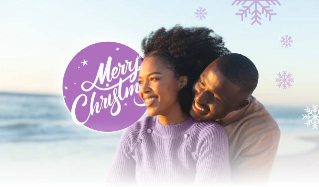 Smiling couple on beach